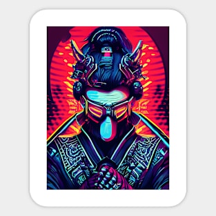 psychedelic samurai Sticker